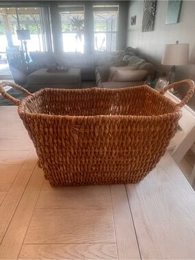 Woven Seagrass Storage Basket with Handles - Natural